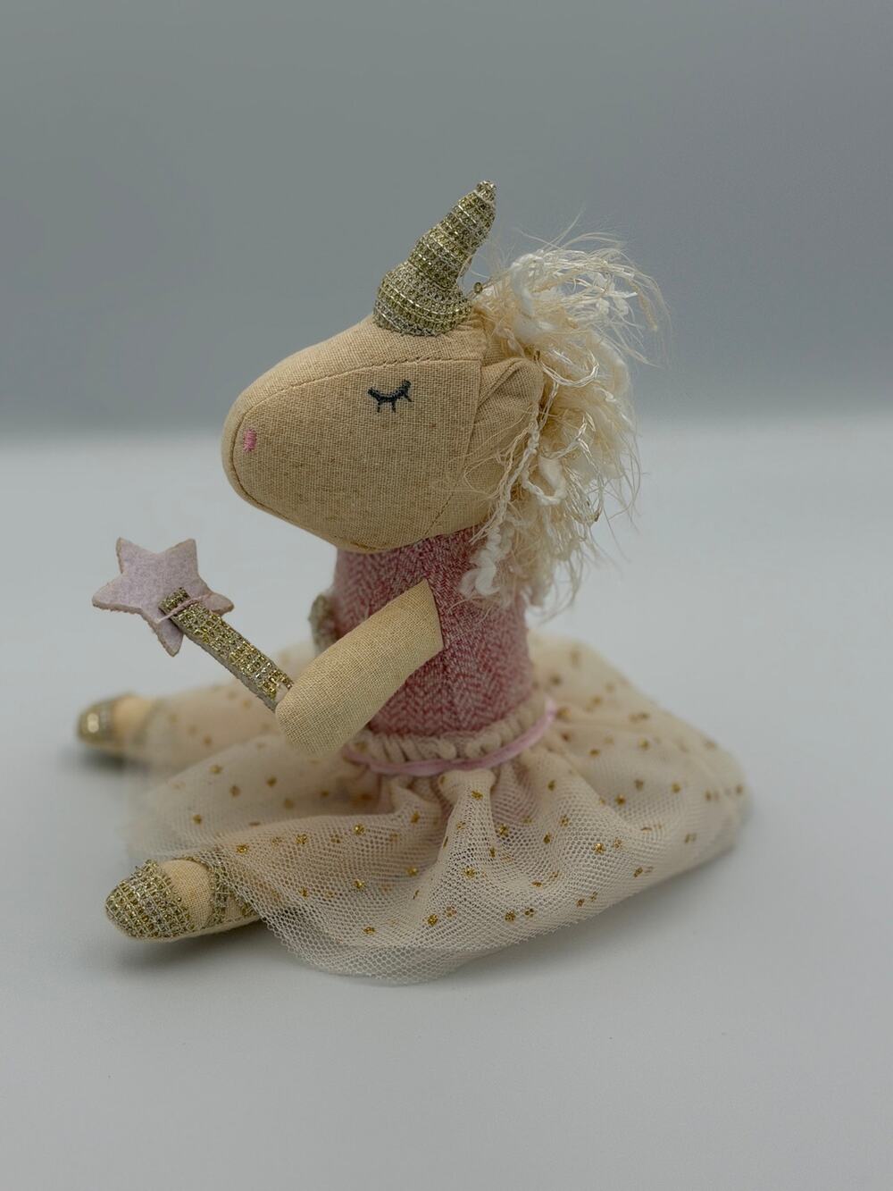 Mud Pie Unicorn Tooth Fairy Pink Plush With Pocket For Tooth 8.5”